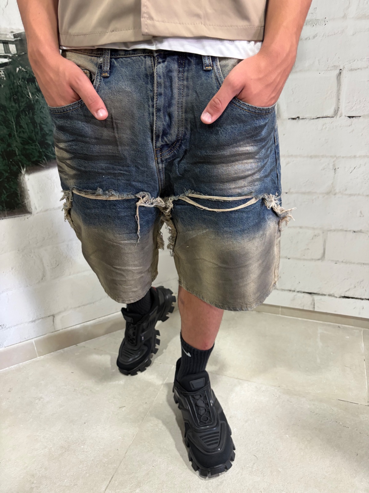 bermuda jeans sabbia