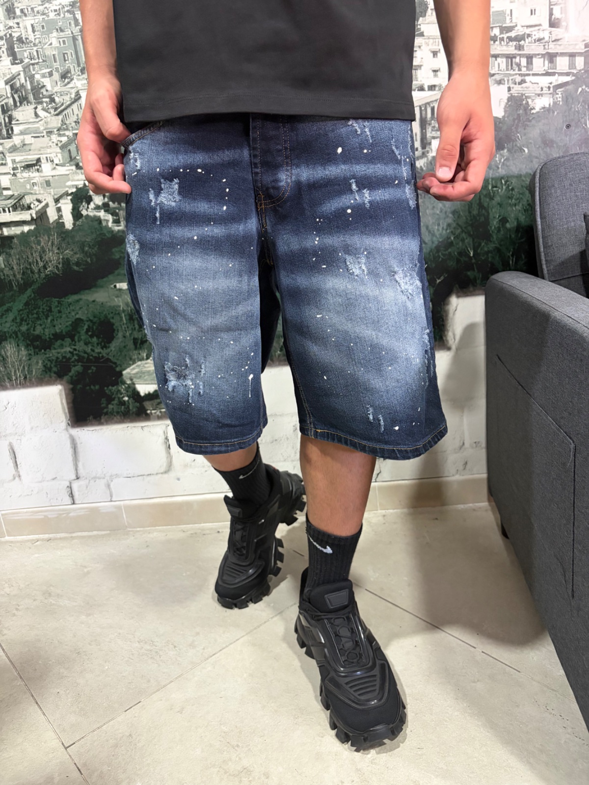 bermuda jeans blu